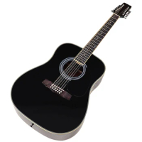 High Gloss 12 String Acoustic Guitar 41 Inch Western Guitar Spruce Wood Top Folk Guitar Black and Natural Color