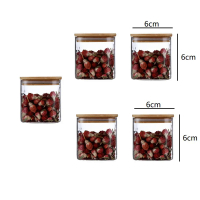 Simple 1/2/4/5PC 5Oz Glass Jars Set Square Spice Jars With Bamboo Lids Food Storage Container Canist