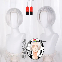 Revengers Tenjiku Izana Kurokawa Cosplay Wig Silver White Short Wig Heat Resistant Hair + Wig Cap Izana Earrings Props