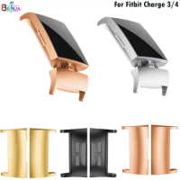 BEHUA 2PC set Stainless Steel Adapter Connector For Fitbit Charge 4 / Charge3 Connect smart Watch Band Wristbands Accessories