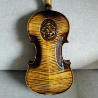 100% hand carved Italian retro Oil Varnish Violin 4/4 brown Beethoven engraving Professional violino with case bow free shipping