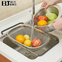 幫杰 不銹鋼伸縮瀝水籃水槽碗筷瀝水架碗架廚房置物架慮水洗菜盆