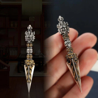 Tibetan style pure silver diamond pestle, diamond peg, demon slaying pestle, magic tool pendant neck