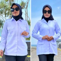 Kemeja PDH Wanita Saku Atas Baju Dinas Putih Wanita Formal Pegawai PNS ASN Kerja