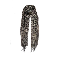 Kirana, Silk Scarf / Syal Sutra - Batik Tulis (aksesoris tradisional) - Kawung Noir (Black - White)