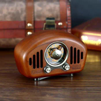 Classic vintage retro Wood FM AM SD MP3 Bluetooth Rechargeable Radio with Speaker Supports AUX Function Strong Bass Loud Volume
