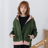 betty’s貝蒂思　個性撞色抽皺帆布外套(綠色)