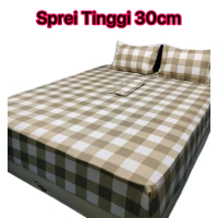 SpreiTinggi 30cm Motif Kotak-kotak Murah Berkualitas Kain Katun Karet Sarung Bantal Sarung Guling
