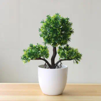 Artificial Bonsai Simulated Desk Decor Plastic Guest-Greeting Pine Potted Plant Fake Bonsai Office Desk Decoration