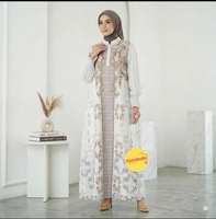 (PO 10-15 hari)ARUNIKA dress gamis gaun pesta elegan wanita. polyester premium motif bunga.lengan pa