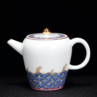 創意陶瓷單壺 青花瓷功夫茶具家用 琺瑯彩小茶壺單個簡約功夫茶具1入