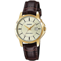 【CASIO 卡西歐】經典時裝時尚金指針腕錶-羅馬金面(LTP-V004GL-9A)