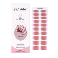 20Tips/Box French Solid Color Semi-cured Gel Nails Art Stickers Nail Gel Polish Strips Full Cover Gel Nail Sticker Press On Nail