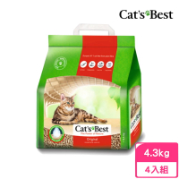 【CAT’S BEST 凱優】經典凝結木屑砂（紅標凝結型）10L/4.3kg*4包組(貓砂、木屑砂)