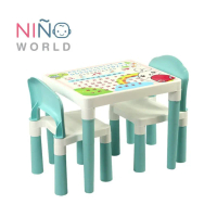 Global House NINO WORLD ชุดโต๊ะเด็กแฟมิลี่เซ็ท รุ่น  FT-207/AP (2+1) ขนาด 49x39x43 ซม.สีฟ้า