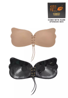 Kiss &amp; Tell 2 Pack Amara Butterfly Push Up Nubra in Nude and Black Seamless Invisible Reusable Adhesive Stick on Wedding Bra 隐形聚拢胸