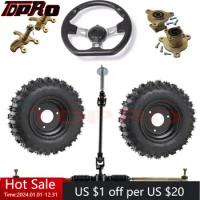 TDPRO 2pc Front 4.10-6 Wheel Tire + Steering Gear Rack Tie Rod Kit Go Kart Taotao ATV atv axle