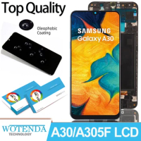 Super AMOLED Display with Frame For Samsung A30 LCD A30 A305/DS A305F A305FD A305A Touch Screen Repair Part