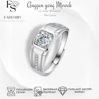 Fareshin Jewelry - Lapis emas 18K- 1.0 Carat - Anggun yang Mewah Moissanite Pria Cincin Trendi dan B