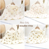 Quần áo chống nắng cho trẻ em bằng vải cotton muslin 4 lớp kèm kính chống bụi, quần áo chống nắng mỏ