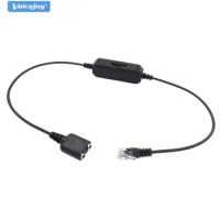 VoiceJoy Convert PC headset to RJ9 connector for ALL office telephones Computer headset with dual 3.5mm plug to RJ9 plug