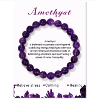Gelang Amethys Batu Kecubung Fengshui Cina Guardian Stone Bio Energy Keberuntungan & Terapi Kesehata