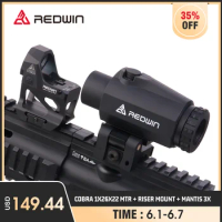 Red Win HD Cobra 1x26x22 MTR Red Dot Sight Shake Awaked RMR Riser Mount Flip to Side Mantis 3x Magnifier for AR15 GLOCK 17 9mm