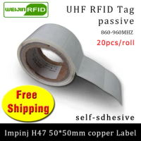 UHF RFID tag sticker Impinj H47 printable copper label 915mhz868mhz EPC6C 20pcs free shipping adhesive passive RFID label