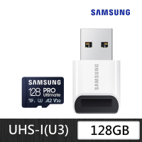 SAMSUNG三星PRO Ultimate microSDXC UHS-I U3 A2 V30 128GB記憶卡 含高速讀卡機 公司貨 (MB-MY128SB)
