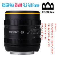 RISESPRAY Full Frame 85MM F1.8 Metal Manual Camera Lens For Canon-EF/RF NIKON-F/Z Fujifilm FIJI-FX Sony E-Mount camera