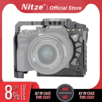 Nitze A7 IV Cage for Sony Alpha 7S III 7 IV Camera with NATO Rail,Arca Swiss QR Plate, Full/Half Cage Interchangeable