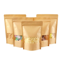 Standing Pouch Kraft  Paper Ziplock Bag Food Packaging Bag Sealed Stand Up