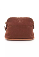 Hermes 二奢 Pre-loved Hermès bolide pouch 15 mini mini Pouch canvas leather Brown