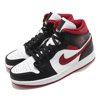 Nike 休閒鞋 Air Jordan 1代 Mid 男鞋 Metallic Red 喬丹 黑頭 黑 白 紅 554724122
