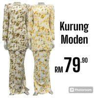 L00078 Kurung Moden Sulam Dan Kain Duyung Floral ( SIZE: 38-50 )