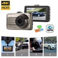 Car DVR WiFi GPS Dash Cam Vehicle Camera Dashcam 4K 2160P Drive Video Recorder Black Box Parking Monitor Night Vision Rear View