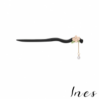 【INES】韓國設計浪漫鈴蘭花朵珍珠流蘇木質古典髮簪 盤髮器(花朵髮簪 珍珠髮簪 流蘇髮簪)