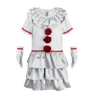 Clown Returns Kids Women's Cos Costumes Pennywise Cosplay Halloween Pennywise Performance Costumes A