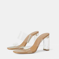 ZARA shoes acrylic plastic thick heel transparent high-heeled shoes