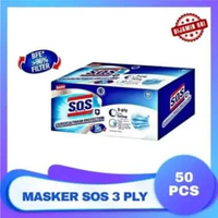 Masker 3ply Earloop 50 pcs SOS Surgical Mask