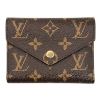 【二手名牌BRAND OFF】LOUIS VUITTON LV 路易威登 棕色 原花 帆布 Victorine 三折 扣式 中夾 M62472 #RFID