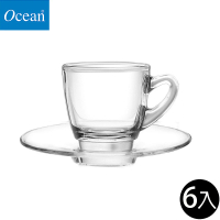【Ocean】濃縮咖啡杯盤組 70ml 6入組 Kenya系列(咖啡杯 濃縮杯 茶杯)