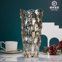 美式輕奢琉光水晶玻璃花瓶客廳樣板間酒店插花裝飾器皿擺件工藝品【林之舍】