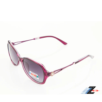 【Z-POLS】時尚紫紅雕花水鑽邊鏤空設計 搭漸層Polarized寶麗來偏光黑紫抗UV400太陽眼鏡(時尚有型好穿搭)