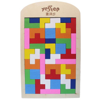 壹俩步 俄羅斯方塊拼盤 木製七巧板/一個入(促150) 木製拼圖 兒童益智早教玩具-AA-6439