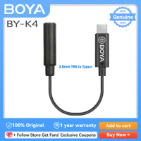 BOYA BY-K4 3.5mm TRS (Female) to Type-C (Male) Audio Microphone Adapter Converter for Android Phones Macbook iPad USB-C Devices