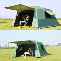 Ultralarge 5-8 person use 365*365*220CM double layer waterproof sun shelter large gazebo camping party family garden tent