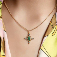 Vachana - Natural African Jade Faceted Cross Necklace