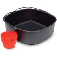 Air Fryer Non-Stick Baking Pan for Airfryer,Power Airfryer,Silicone Oven Mitts Air Fryer Accessories 7Inch