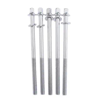 5 Pieces NEW Chrome Drum Tension Rods Tom Snare Build Repair Restore Bass Parts Accessories 108mm X 6mm
